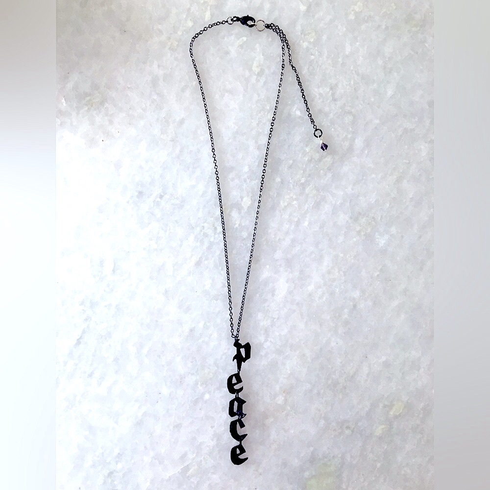 Peace Necklace Handcrafted Brass 16-18 inches long - Picture 2 of 9